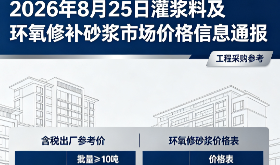 黎川2026年8月25日灌浆料及环氧修补砂浆市场价格信息通报